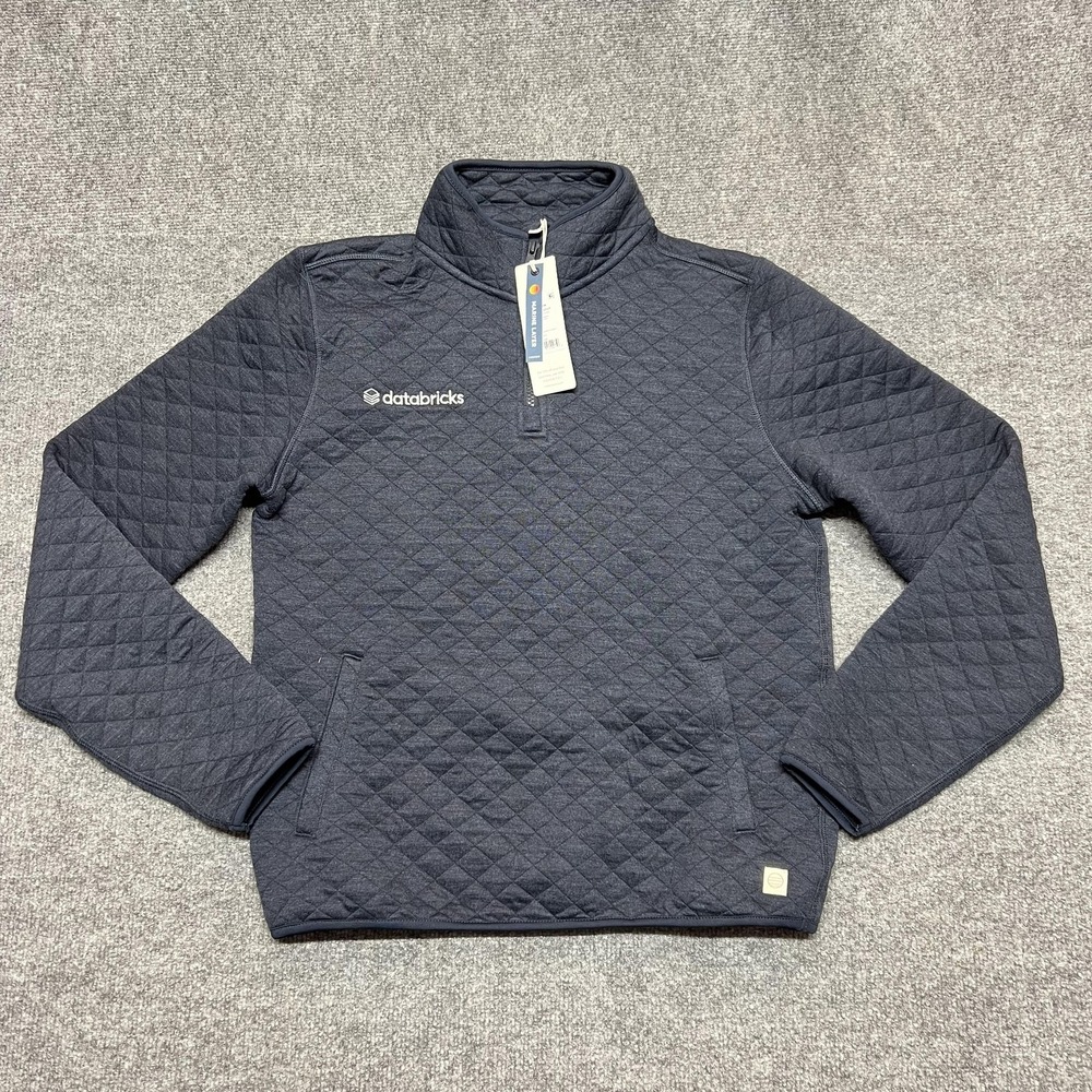 Marine Layer Sweatshirt Mens Small Blue Corbet Quilted 1/4 Zip Pullover